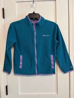 Champion Teal Fleece Jacket with Lavender Trim